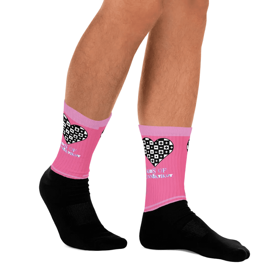 Pink Checkered Heart Socks (Unisex) product image (11)