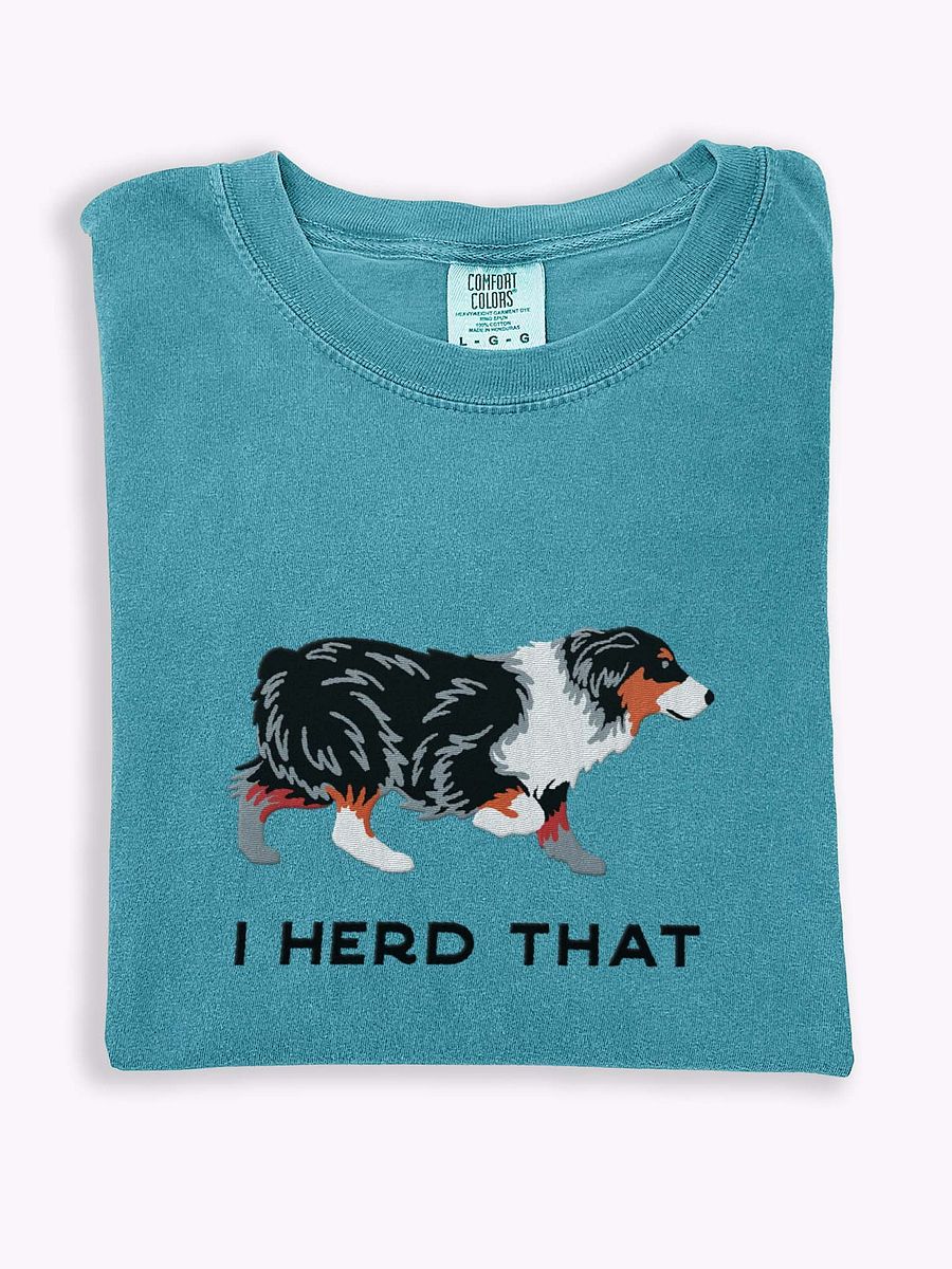 I Herd That T-Shirt(Embroidered) of an Australian Shepherd(Tricolor) product image (1)
