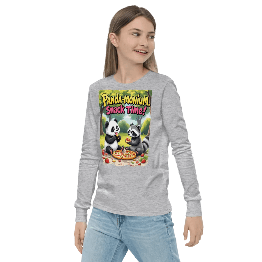 Panda-monium Snack Time! Youth Long Sleeve Tee product image (21)