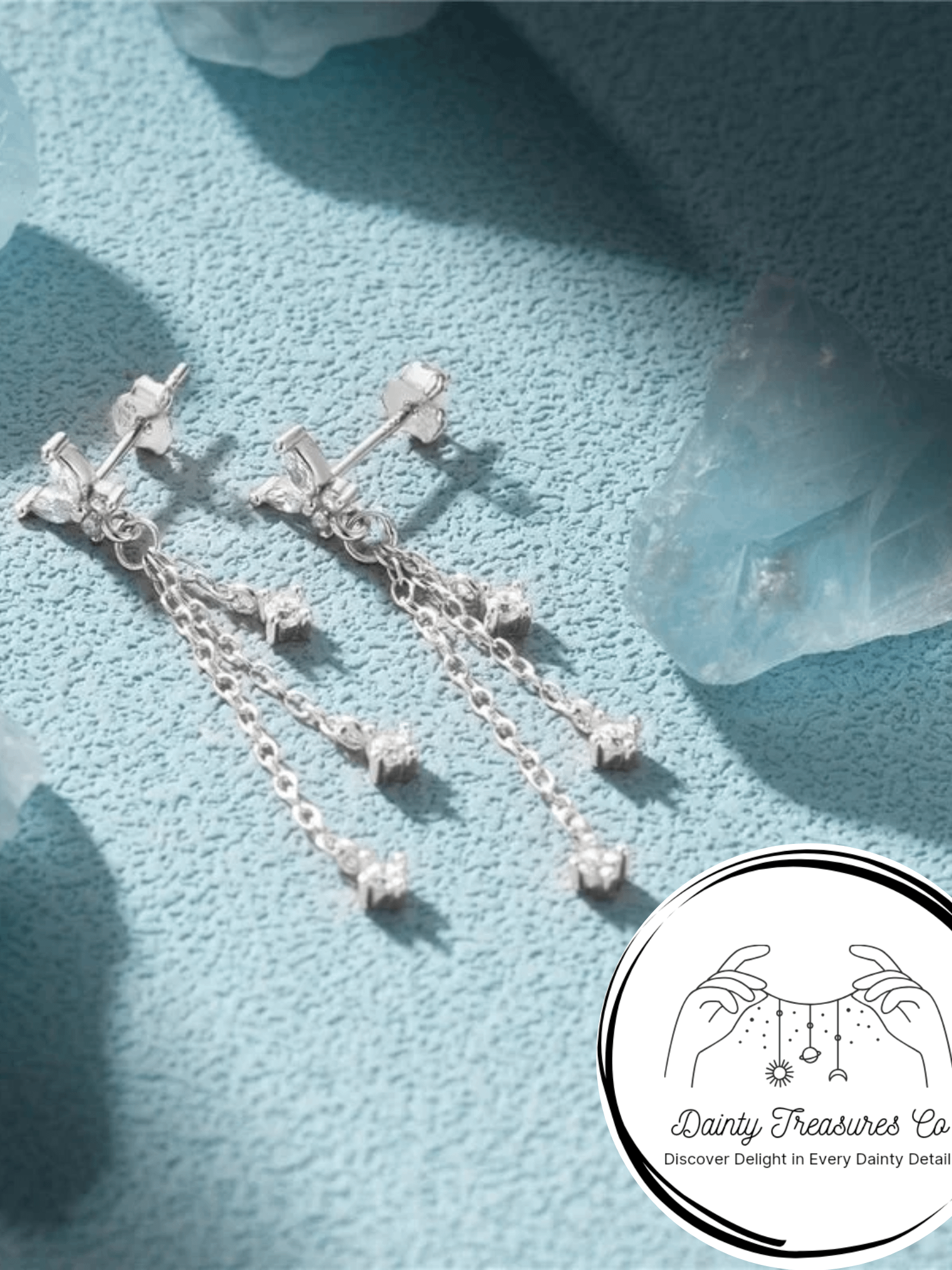 Wings of Grace - Butterfly Tassel Zirconia Stud Earrings product image (1)