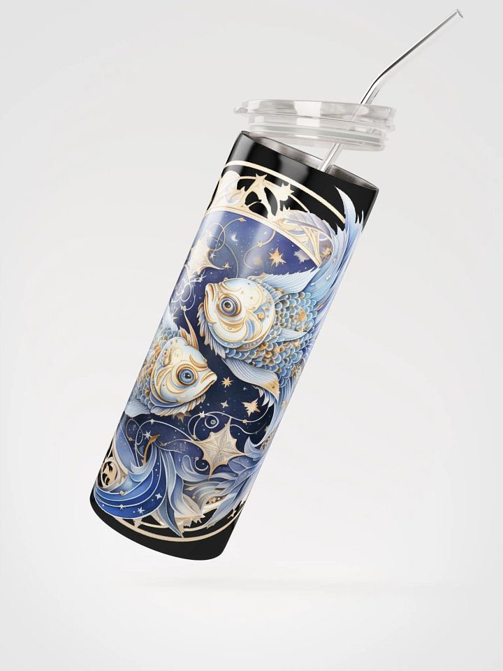 Pisces Zodiac Stainless Steel Tumbler: Dive into Dual Pisces Illustration Magic! ♓✨ product image (2)