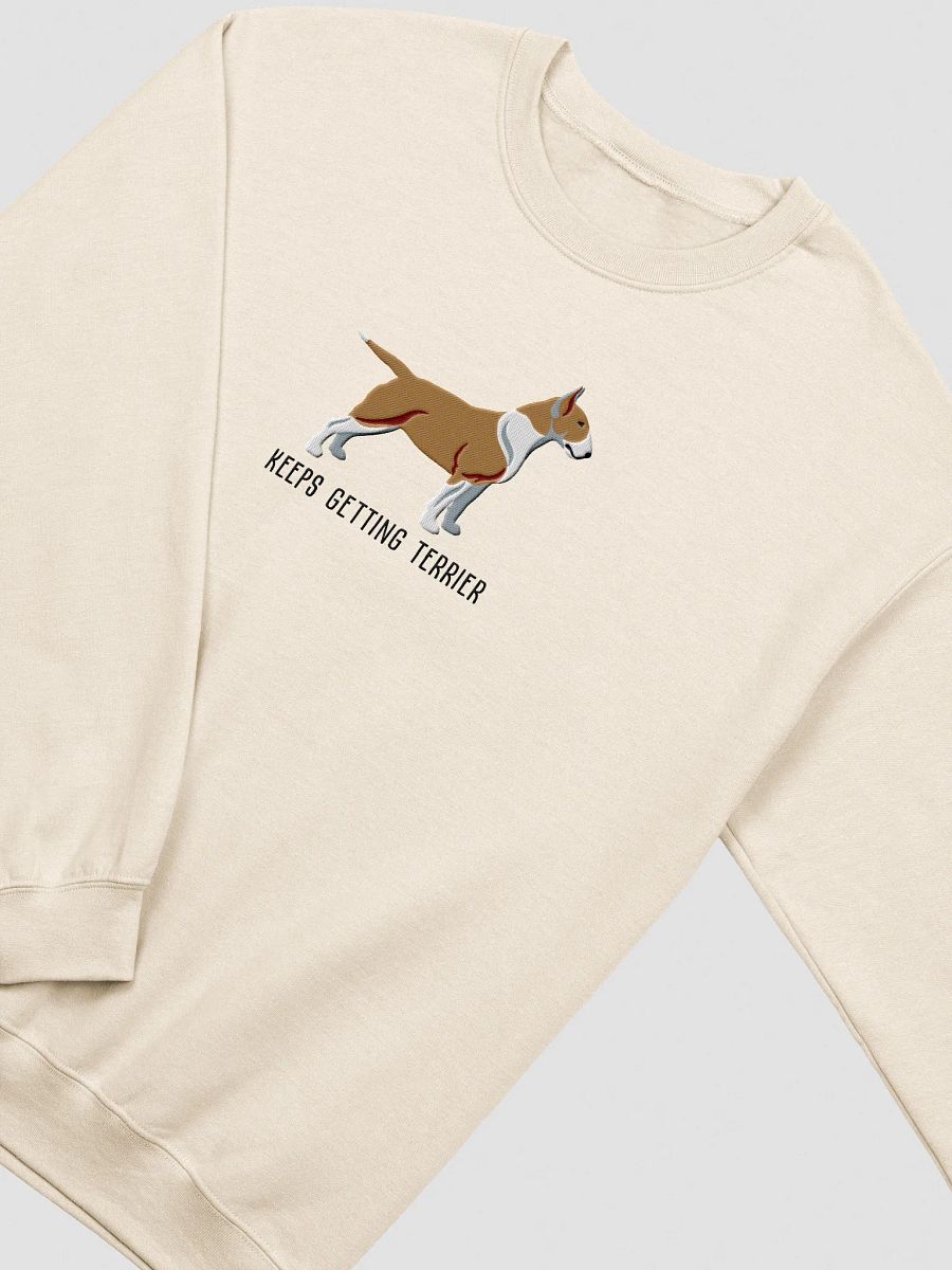 Keeps Getting Terrier Sweatshirt (Embroidered) of an English Bull Terrier(Tan & White) product image (15)