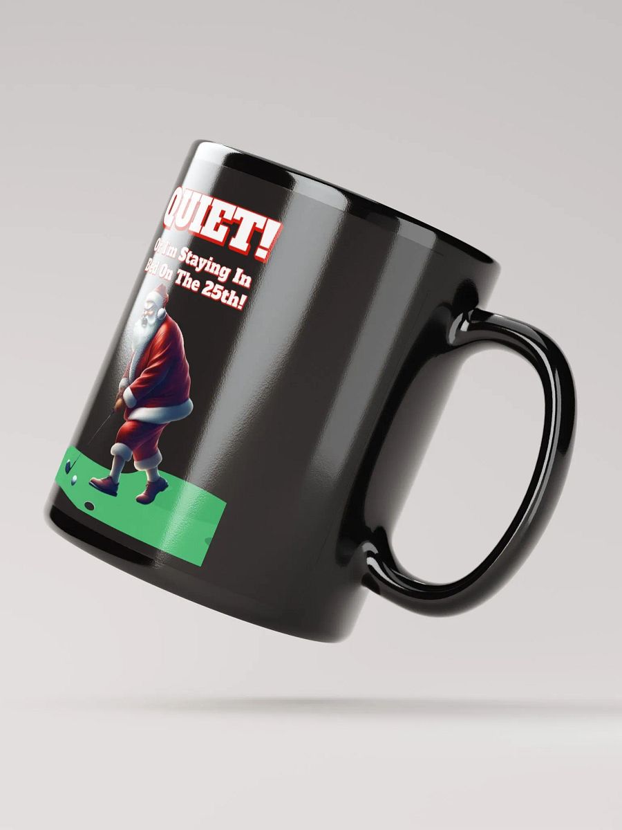 Quiet - Santa Claus Golfing Black Mug product image (3)