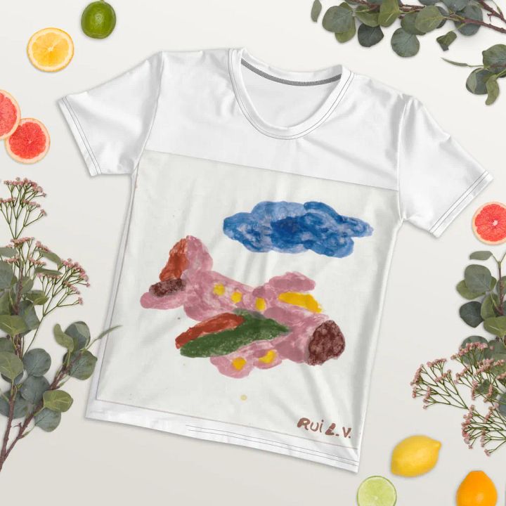 Kid Airplane (All-Over Print Women's Crew Neck T-Shirt) product image (2)