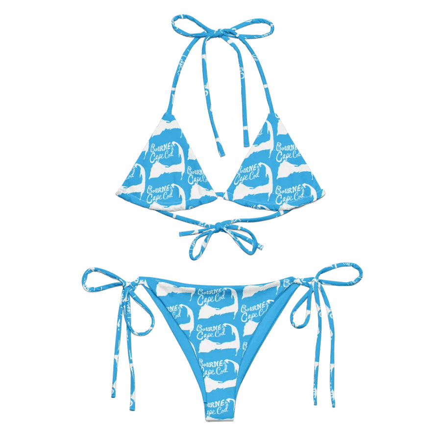 BOURNE to Cape Cod™ | White Logo on Deep Sky Blue | String Bikini – Bold, Beachy & Totally Luxe product image (4)
