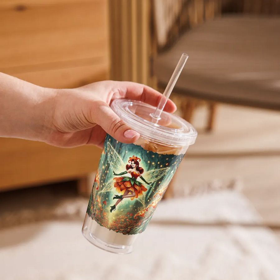 Enchanted Orange Lily Fairy Double Wall Tumbler product image (9)