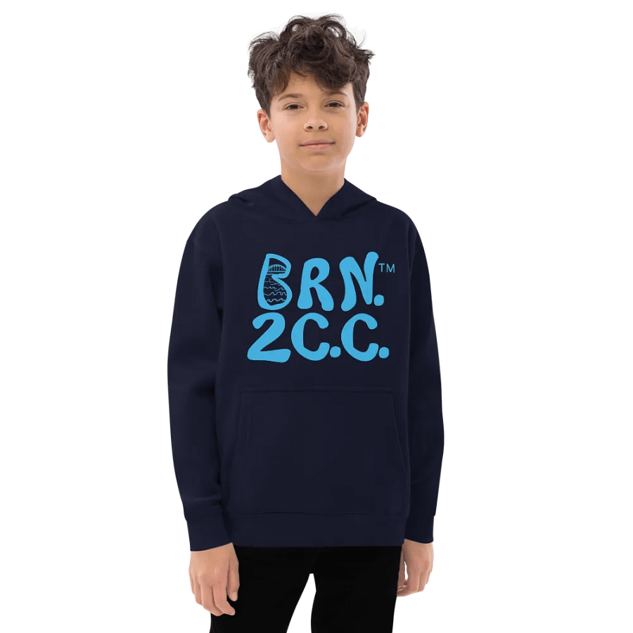 Boys' | BOURNE to Cape Cod™ | DTG Vintage Print | Youth Hooded Fleece Pullover | Cozy Coastal Adventure | Blue Logo product image (2)