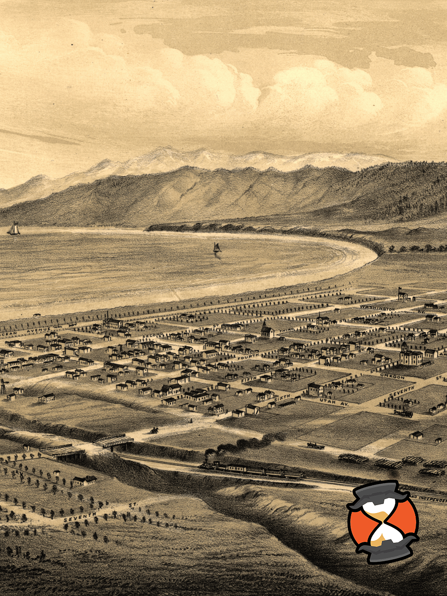 Santa Monica Panoramic Canvas Print – 1877 Hand-Drawn Historic City View product image (4)