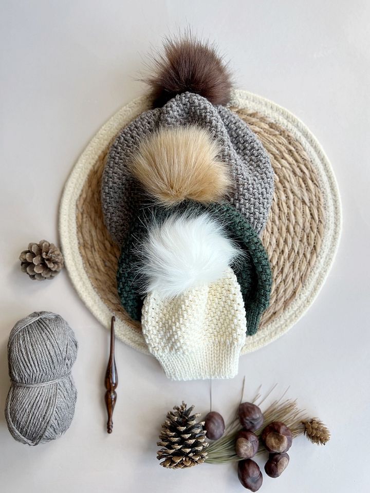 Herringbone Moss Winter Crochet Hat Pattern Baby to Adult Sizes product image (2)