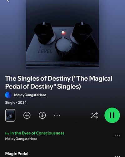 “THE SINGLES OF DESTINY”

Magical Pedal of Destiny singles are now out on Spotify

1. In the Eyes of Consciousness (8:15)
2. ...