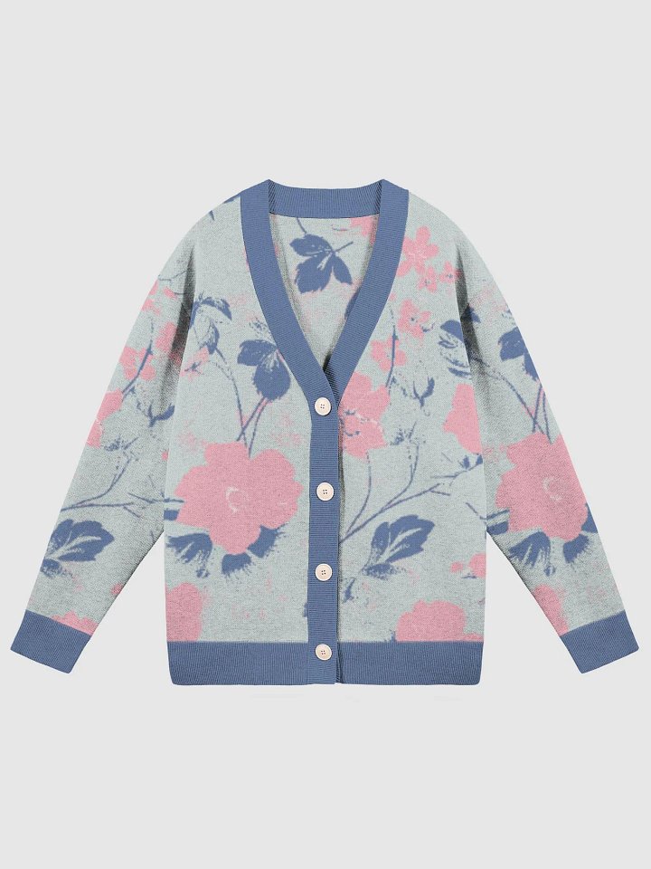 Serene Blue Blossoms Jacquard Knit Cardigan product image (4)