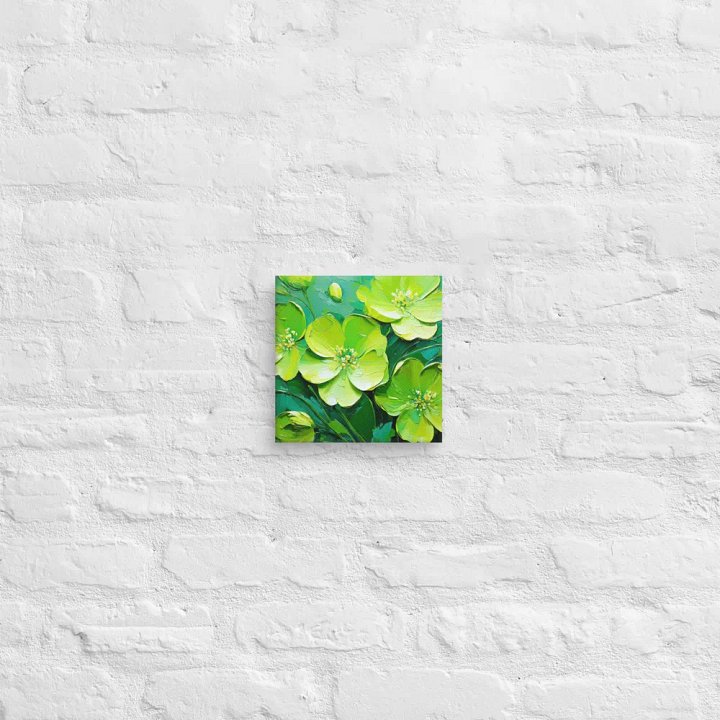 Beautiful green flowers painted in oil on a green backdrop product image (12)