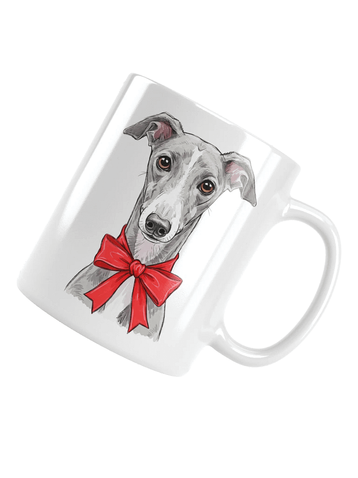 Greyhound With A Red Bow Sketch-y Art Chic Small Ceramic Mug product image (1)