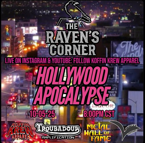 “LA Punk/ Hard Rock is coming for you!!! 🎸 🔥 Don’t miss the next episode of the Raven’s corner live on YouTube & Instagram Oc...