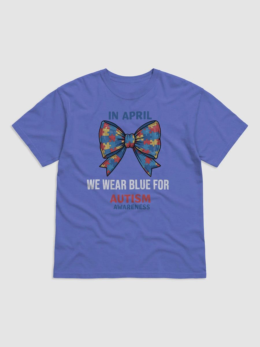 In April We Wear Blue - Autism Awareness Bow Puzzle T-Shirt product image (17)