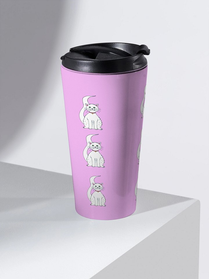 White Cat (art by Dina R.) acrylic painting - Stainless Steel Travel Mug product image (2)