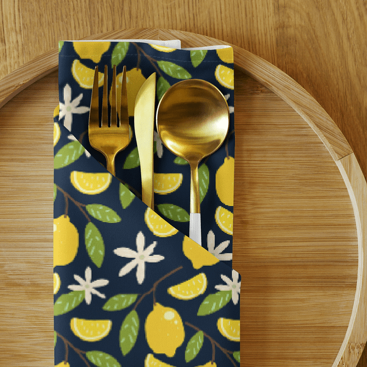 Lemon Print Cloth Napkin Set (4) | Bright & Cheerful Table Accent product image (2)