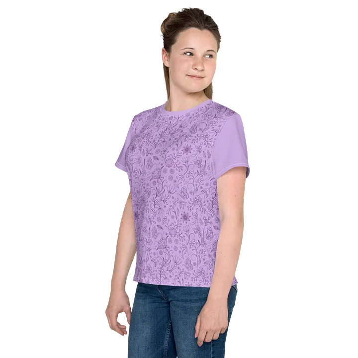 Light Purple Lilac Floral Youth T-shirt product image (2)