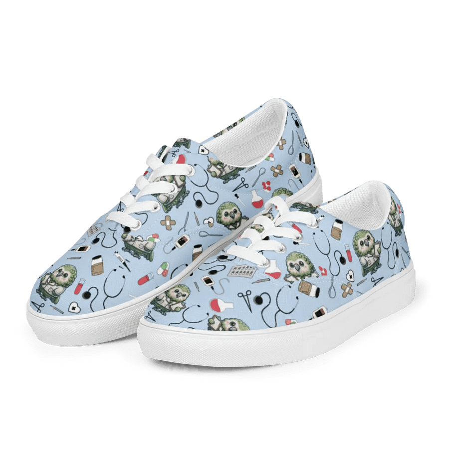Cute Medical Kakapo Lace-up Canvas Shoes (Blue) product image (1)