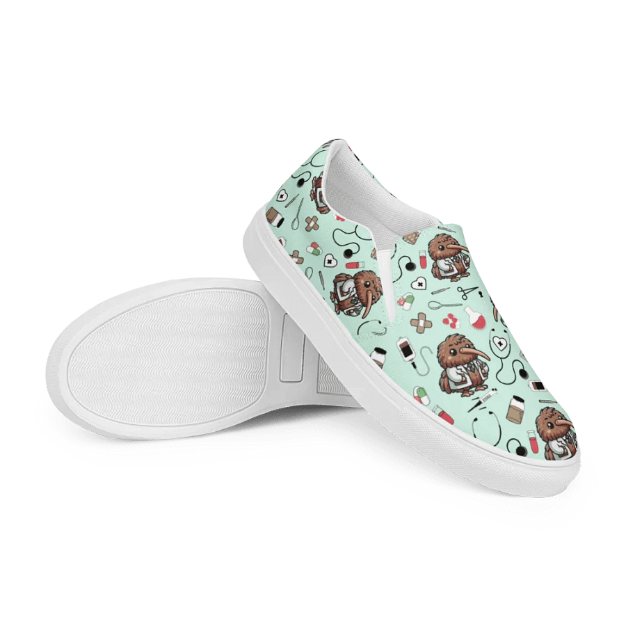 Cute Medical Kiwi Slip-On Canvas Shoes (Green) product image (7)
