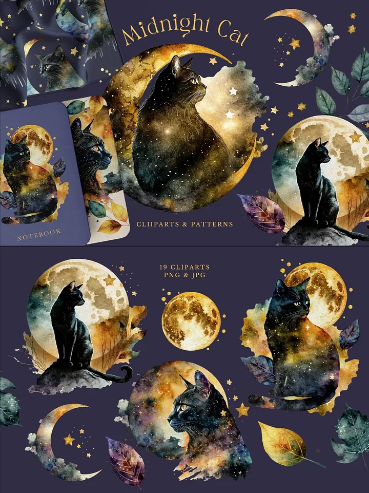 Black Cat - Watercolor Magic Bundle product image (1)