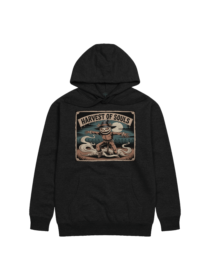 Harvest of Souls Unisex Premium Hoodie - Exclusive Scarecrow Pumpkin Design in Vintage Gothic Horror Style product image (4)