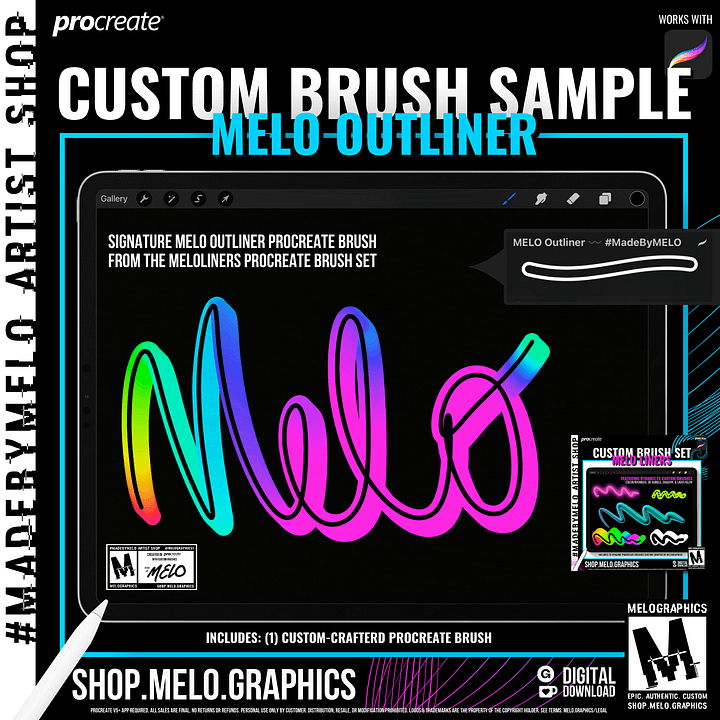 MELO OUTliner Procreate Brush - Sampler 1pk | #MadeByMELO product image (2)