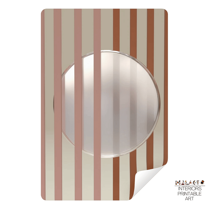 Minimalist 3D Digital Art | Pink and Brown Lines White Circle on Nude Background product image (2)