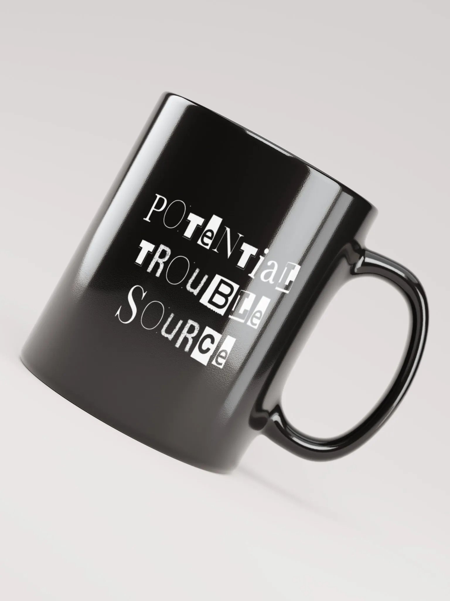 Potential Trouble Source (PTS) Mug - black, white lettering product image (3)