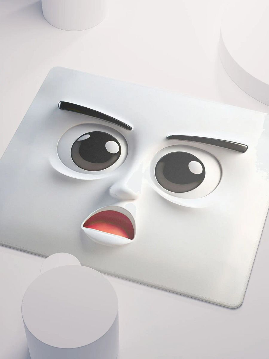 Startled Expression Premium Mouse Pad: Add a Touch of Whimsy to Your Workspace! product image (3)