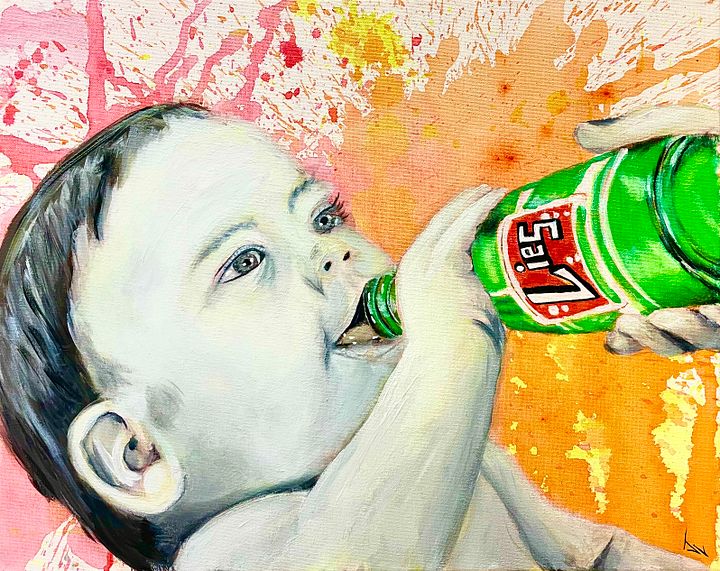Original Hand Painted “Baby Drinking Lies” product image (1)