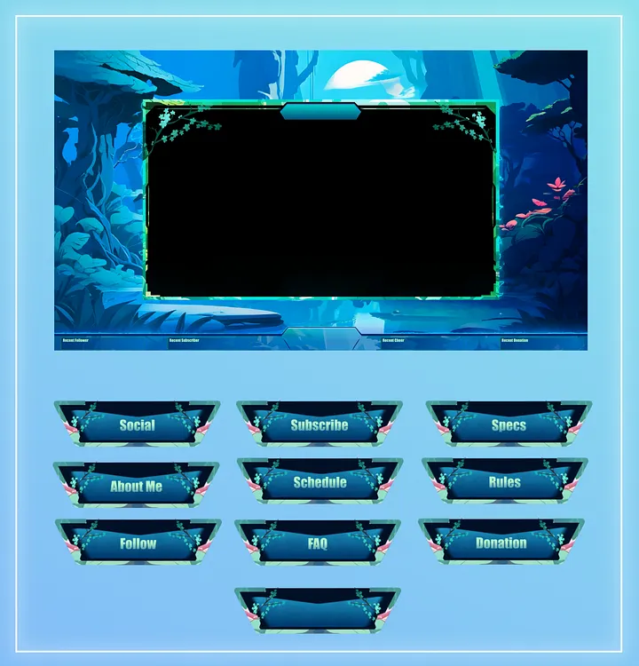 Cyber Stream Overlay Animated, Blue Overlay Animated, Stream Overlay Animated product image (2)