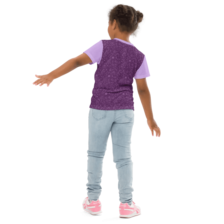 Dark Purple Floral Kid's Crew Neck T-shirt product image (9)