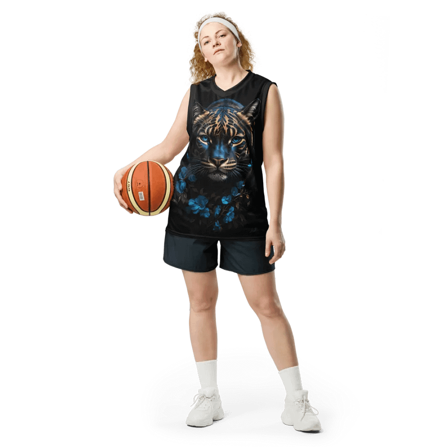 Majestic Tiger Eyes Blue - Unisex Basketball Jersey UPF50+ protection product image (4)