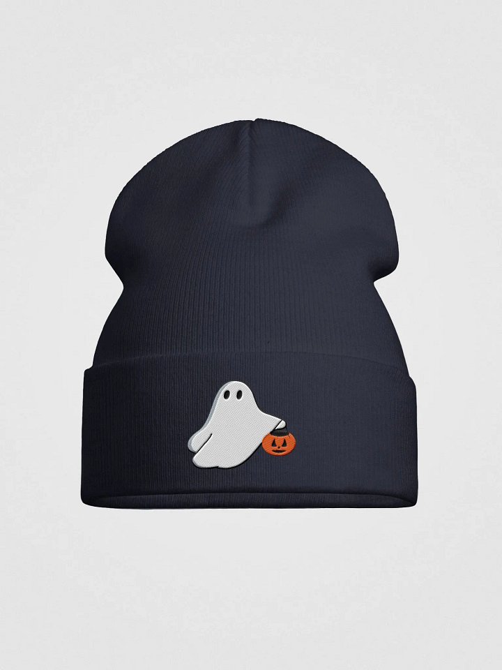 Ghost with Pumpkin Embroidered Knit Beanie product image (1)