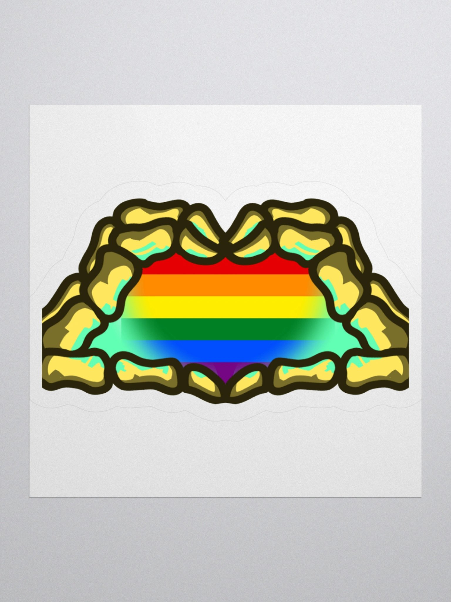 Pride Skeleton Hand Heart Sticker product image (1)