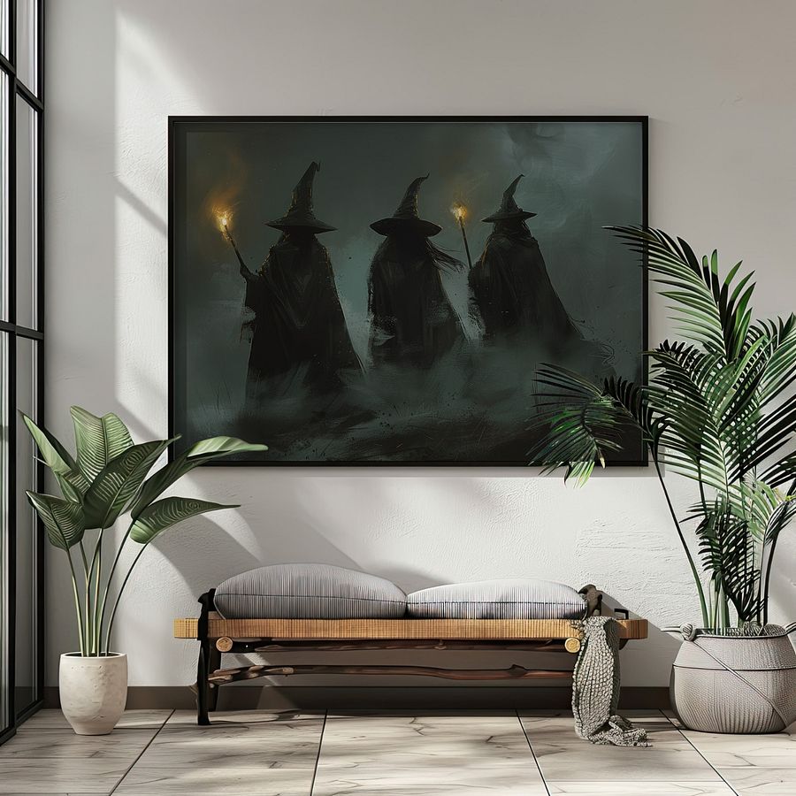 Three Witches in The Fog Dark Gloomy Art Print product image (28)