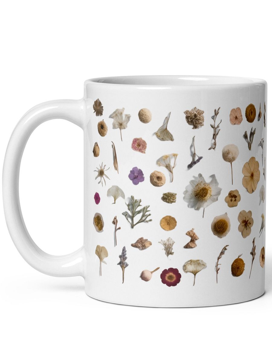Personalized Pressed Flowers White Glossy Mug product image (2)