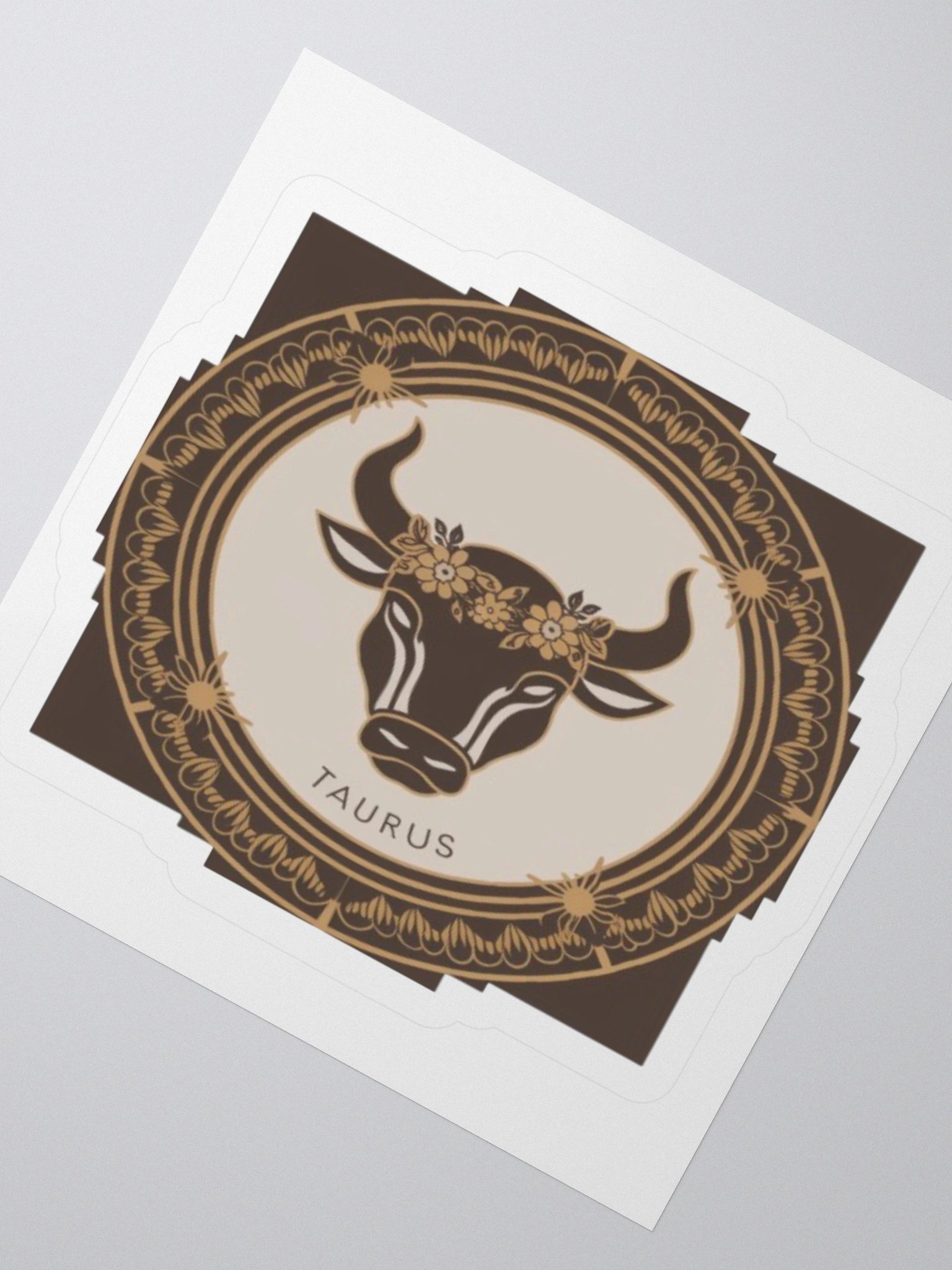 Taurus Zodiac Sticker - Bull with Floral Crown - Durable Vinyl product image (4)