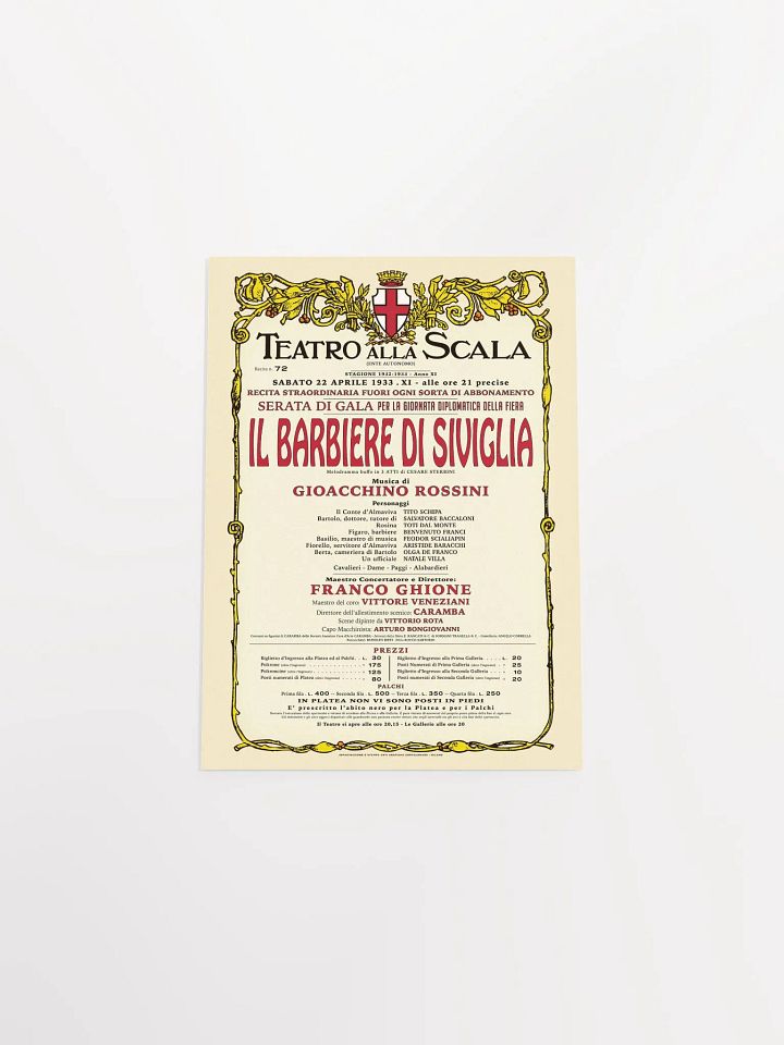 Vintage-Style La Scala Barber of Seville Opera Poster product image (1)