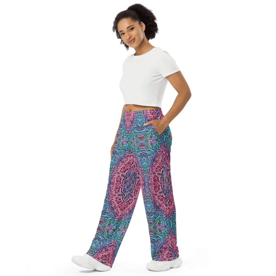 Blue Red Snowflake Kaleidoscope Wideleg Pants product image (4)