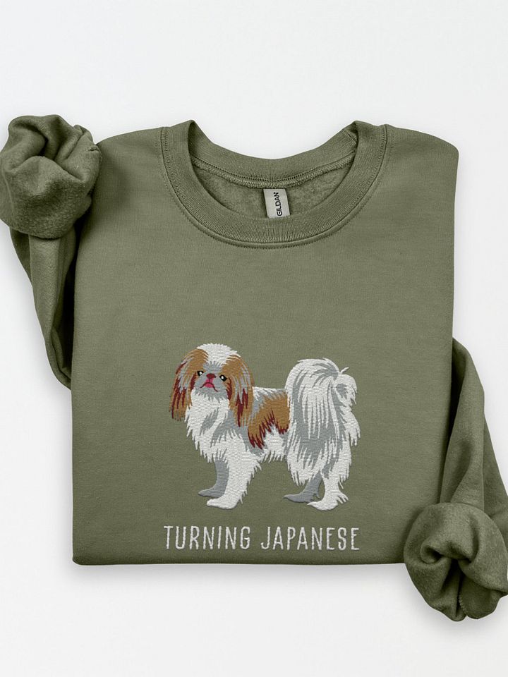 Turning Japanese Sweatshirt (Embroidered) of a Japanese Chin(Brown) product image (1)