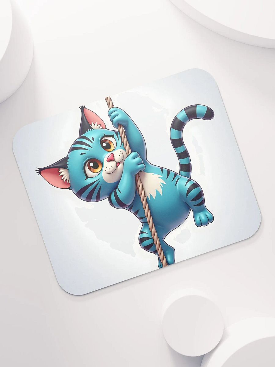 "Brave Climb" – Adorable Cat Climbing Rope Mouse Pad POD Design product image (7)