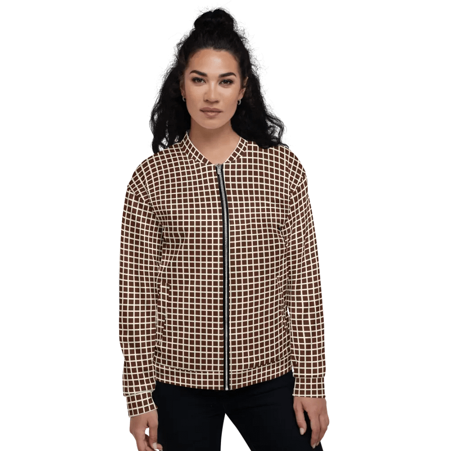 Graph Check Brown and Cream Bomber Jacket product image (4)