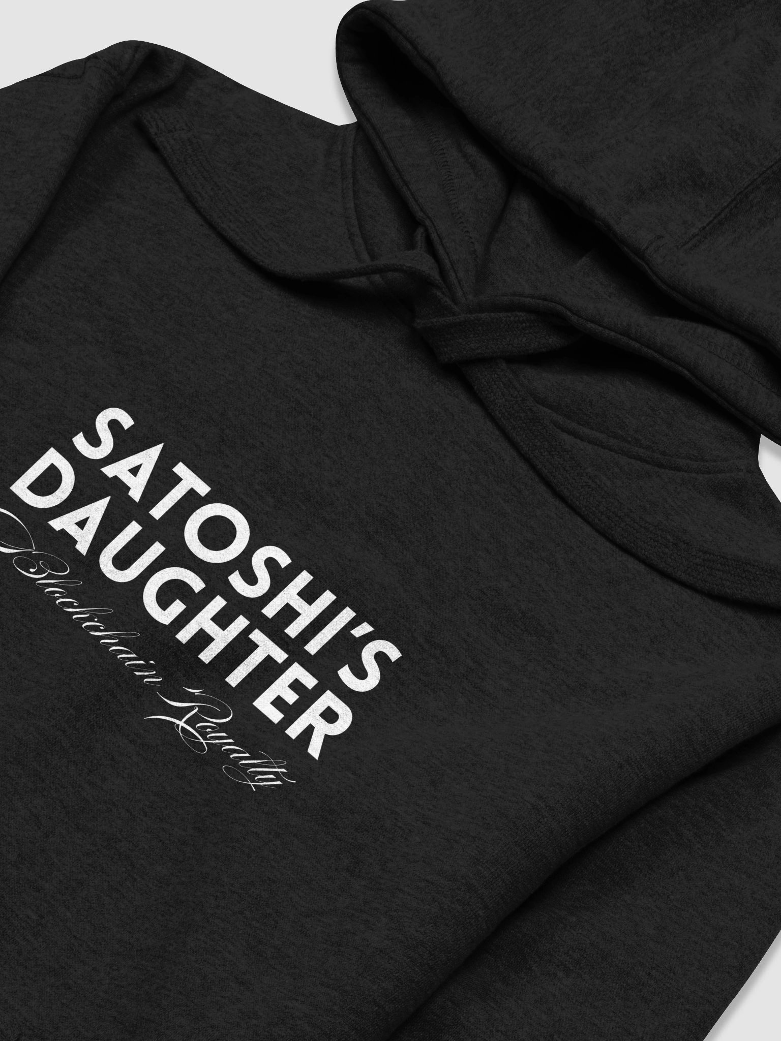 Satoshi’s Daughter – Blockchain Royalty | White Font Hoodie product image (2)