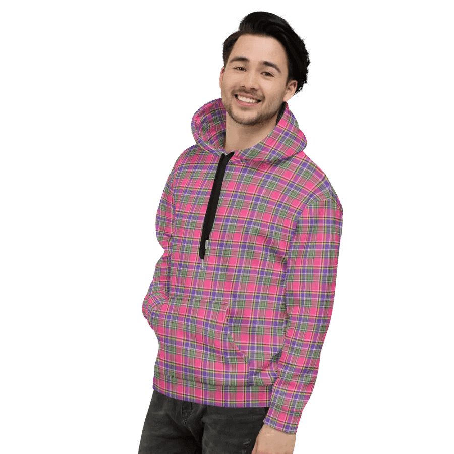 Pink and Purple Vintage Plaid Hoodie product image (4)