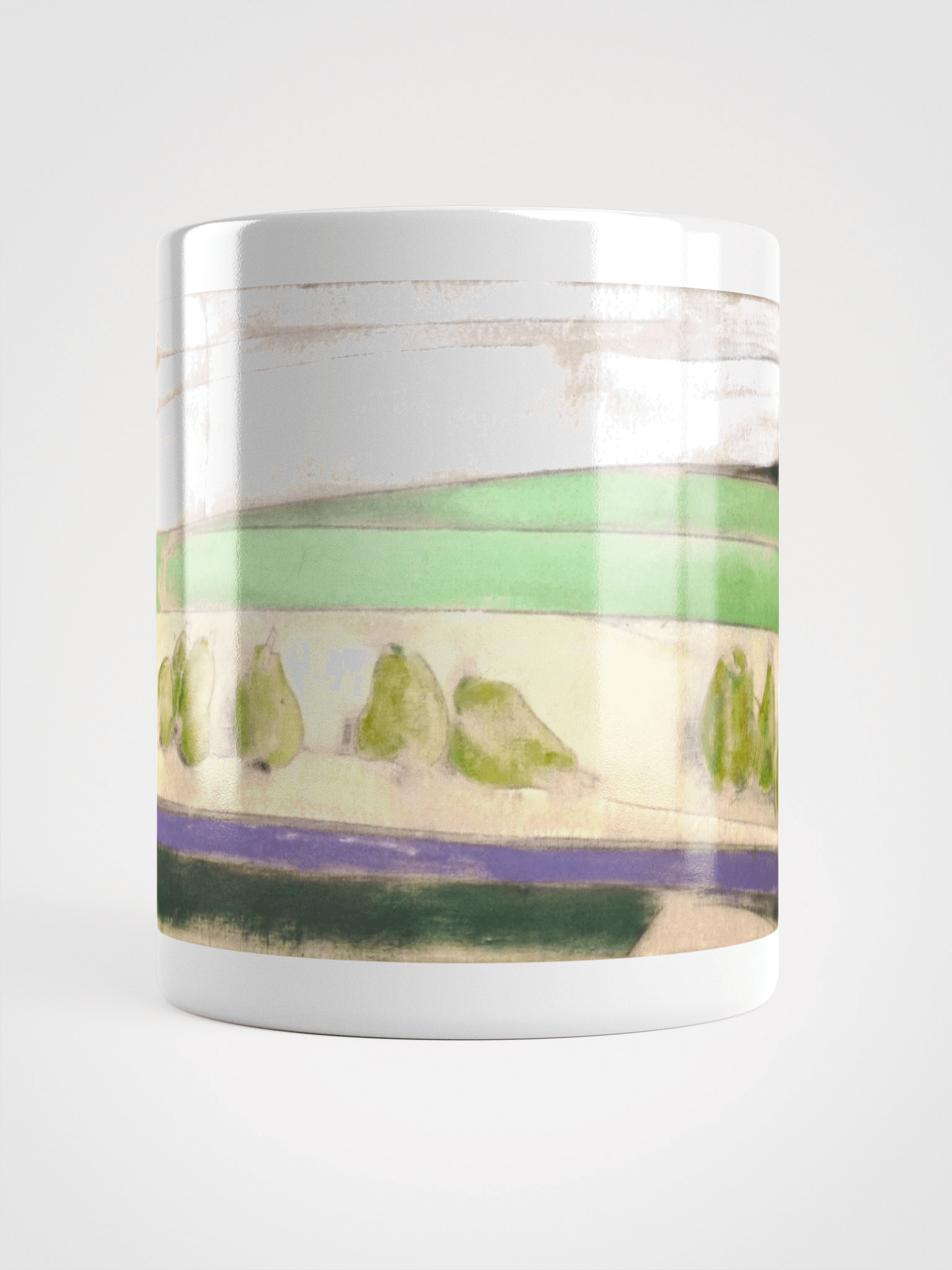 Twelve Pears on a Studio Bench (1986) on White Glossy Mug product image (5)