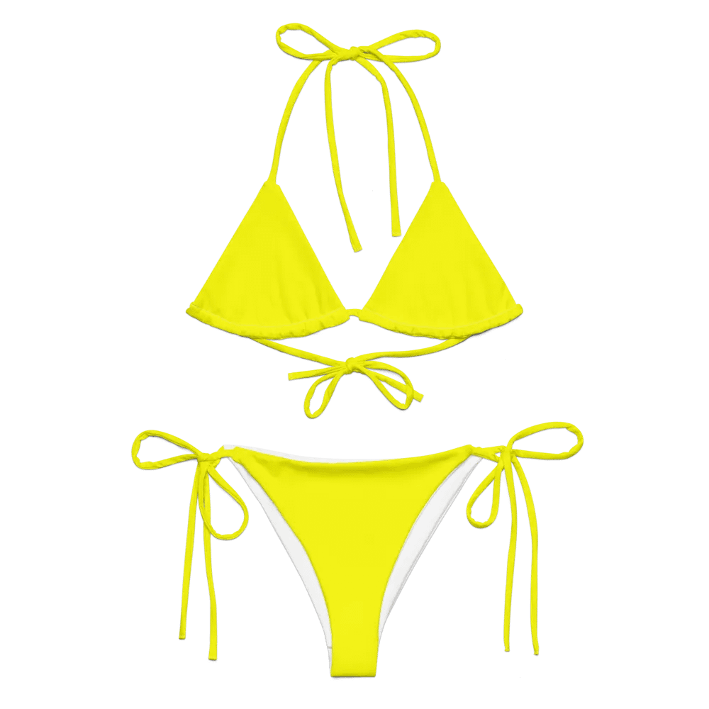 Plain Color Bright Yellow String Bikini Set product image (1)