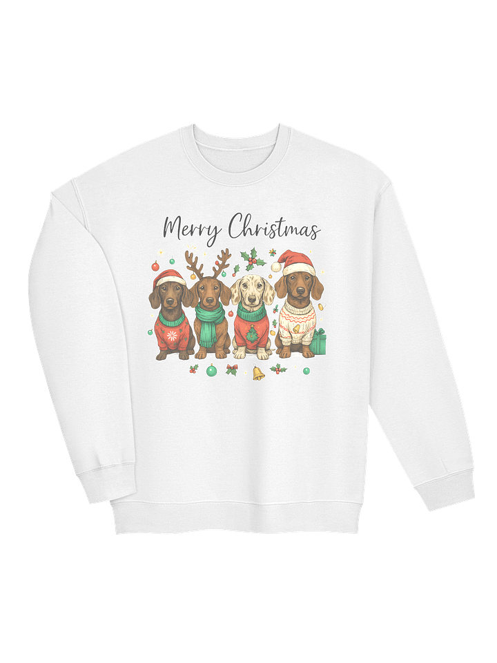 Merry Christmas Dachshund Sweater Sweatshirt – Cute Holiday Dog Art product image (6)