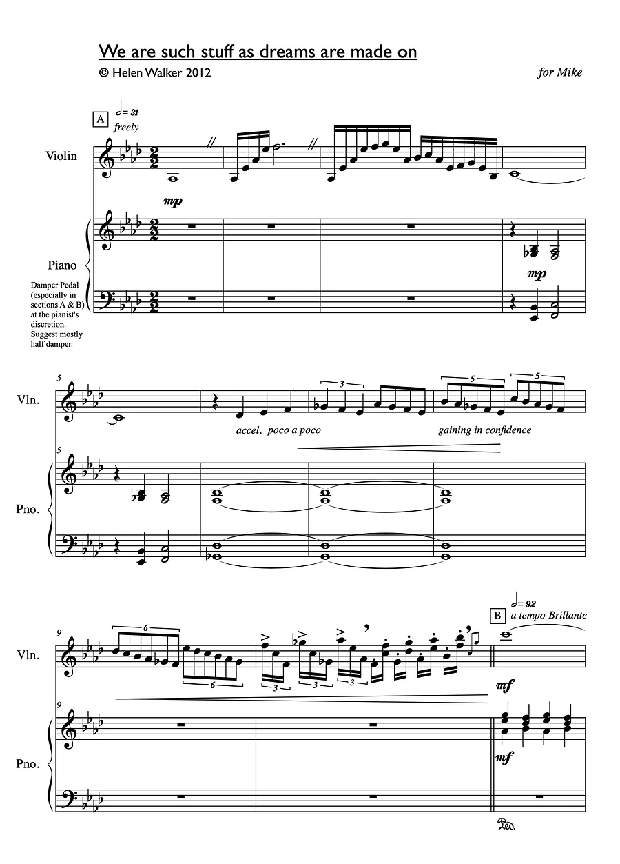 We are such stuff as dreams are made on (Violin & Piano - Score & Parts) product image (1)